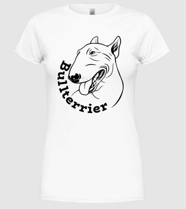 Bull Terrier model alb pe tricou