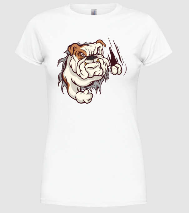 Bulldog model alb pe tricou