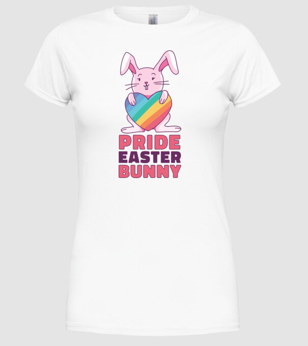 Iepurașul de Paște mândru model alb pe tricou