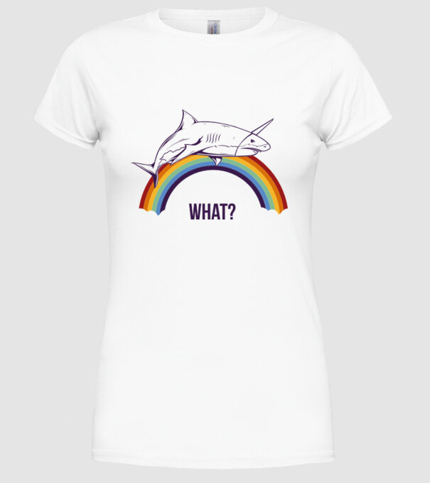 Rechin unicorn model alb pe tricou