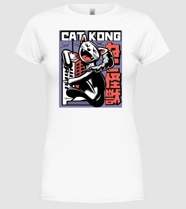 Cat Kong model alb pe tricou