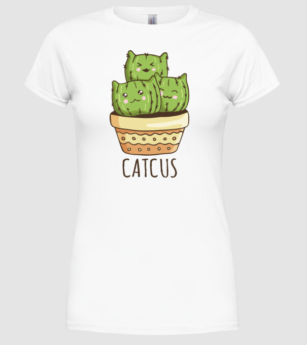Catcus Pisică Cactus model alb pe tricou