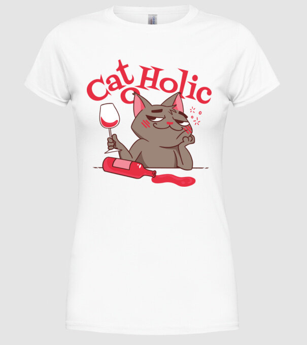 Catoholic - iubitor de pisici model alb pe tricou
