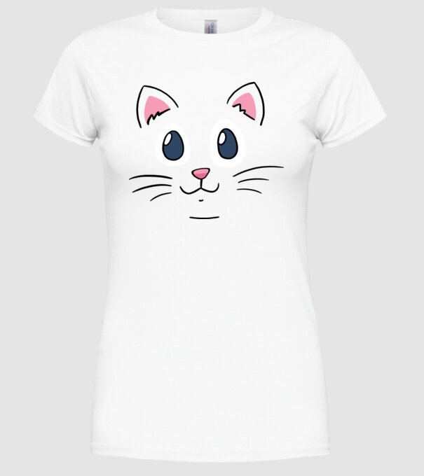 Cap pisică model alb pe tricou