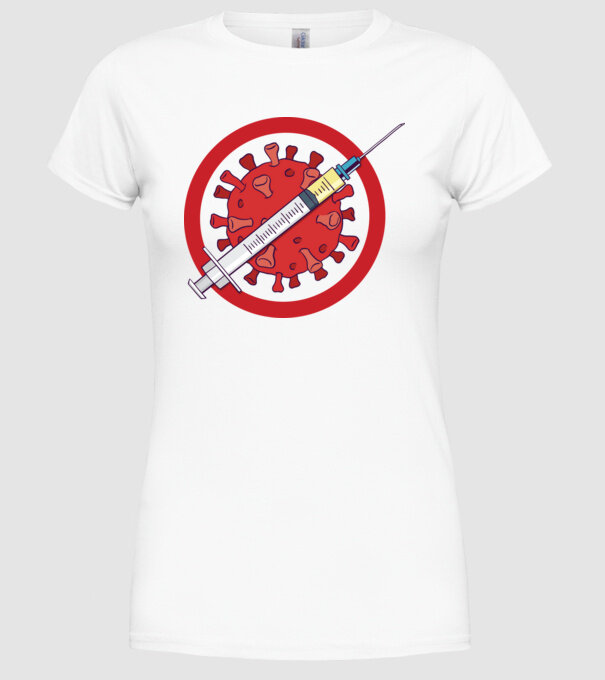Vaccin virus (?) model alb pe tricou