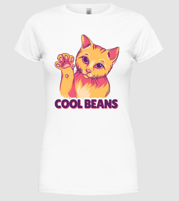 Cool Beans - talpă pisică model alb pe tricou