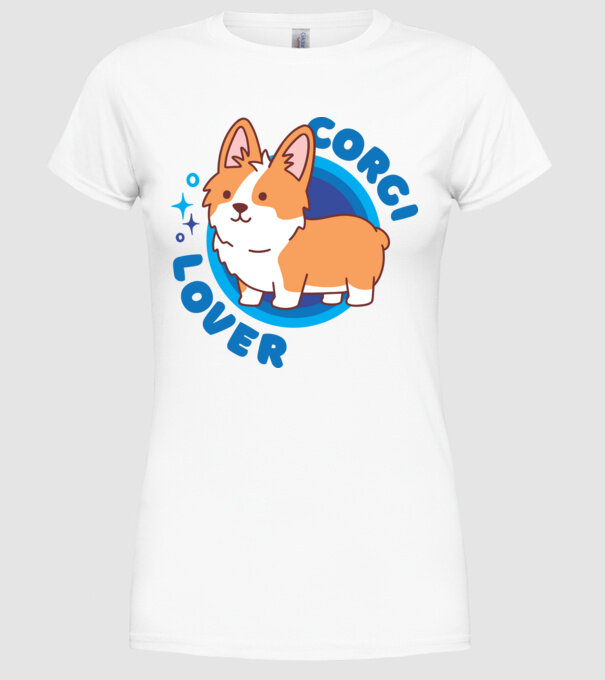 Corgi Lover model alb pe tricou