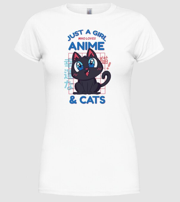 Doar o fată căreia îi place Anime și Pisicile model alb pe tricou