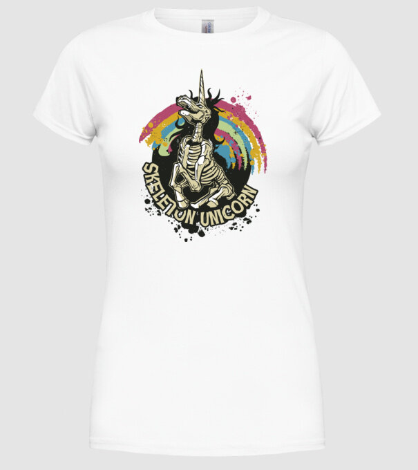 Schelet unicorn model alb pe tricou