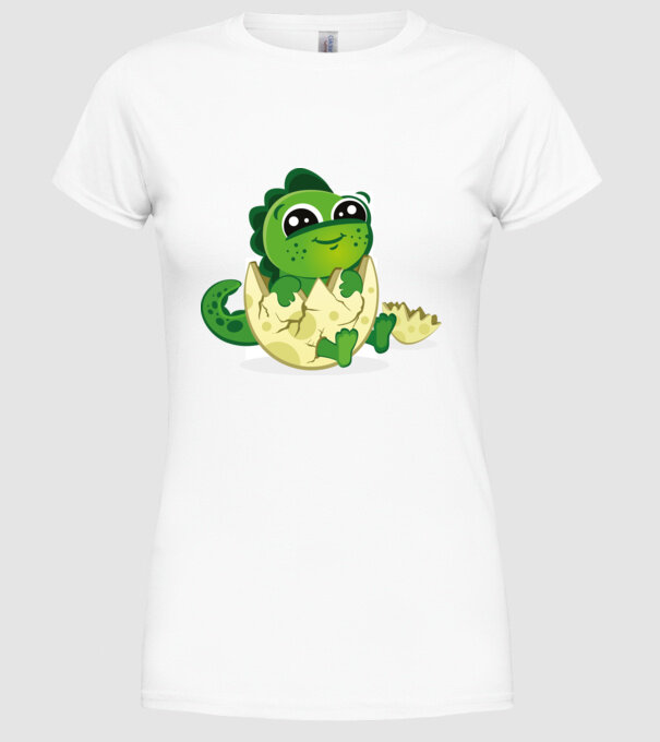 dinozaur drăguț în ou model alb pe tricou