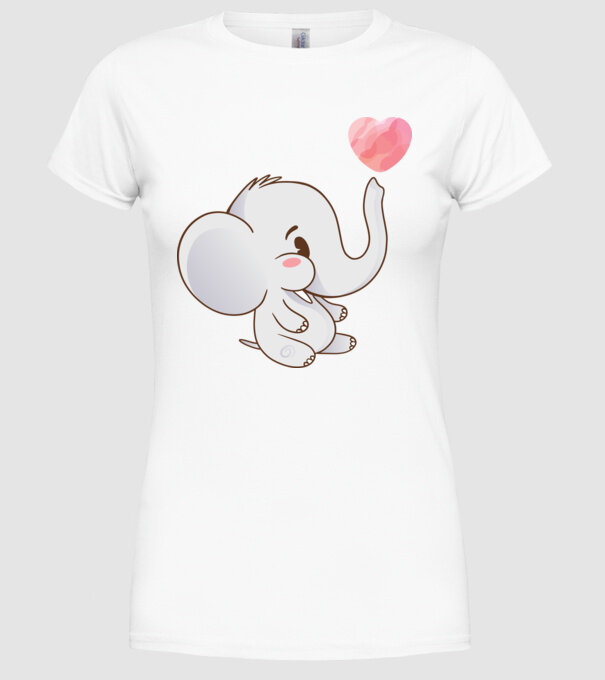 Elefant drăguț model alb pe tricou