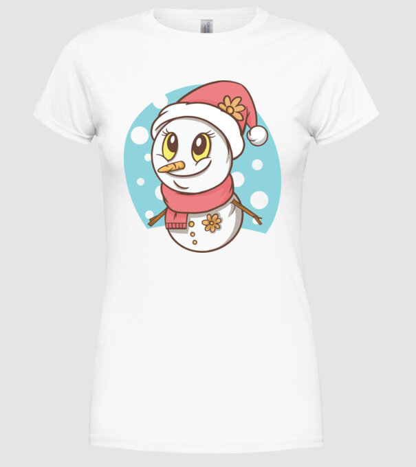 Om de zăpadă drăguț model alb pe tricou