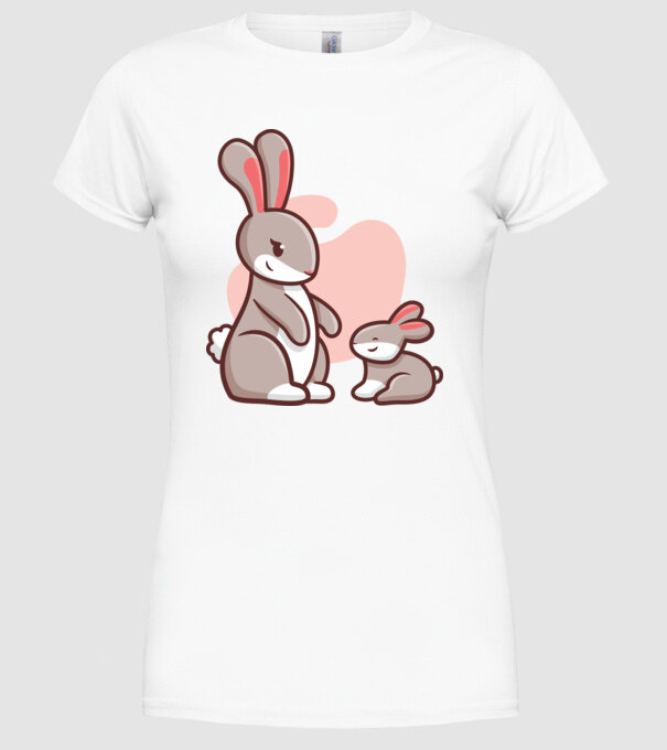Iepurași drăguți model alb pe tricou