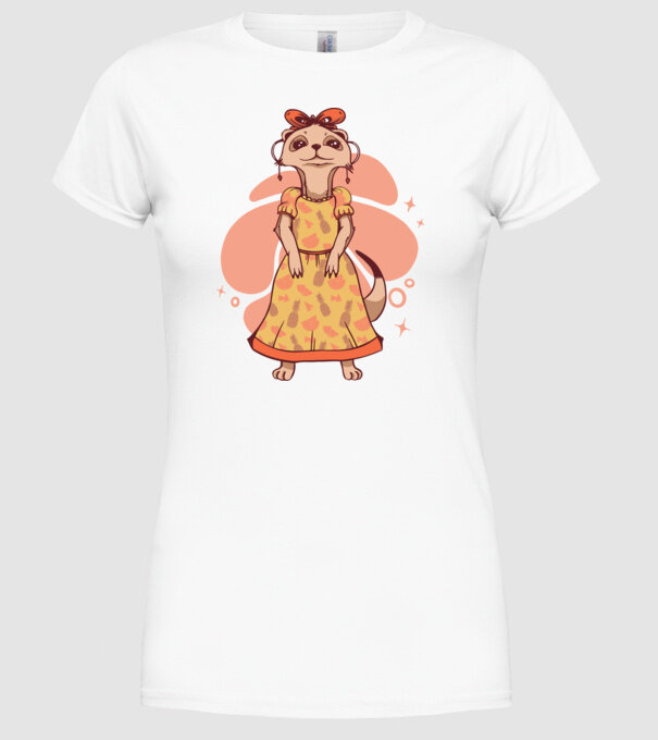 Suricată drăguță model alb pe tricou