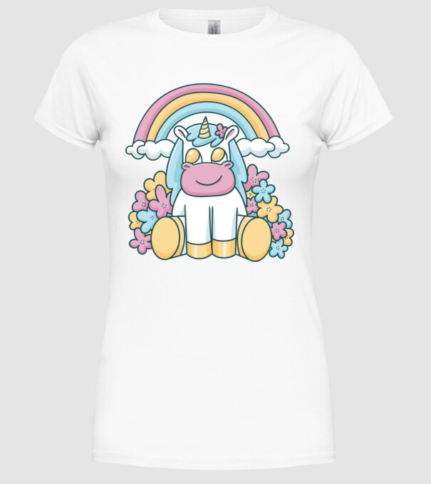 Unicorn drăguț model alb pe tricou