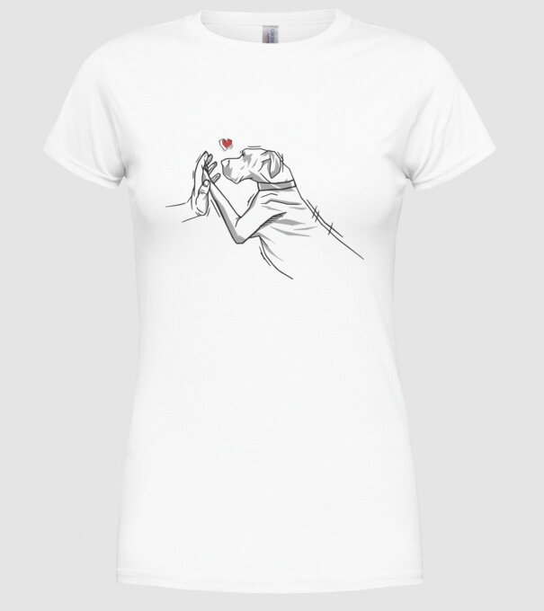 Dog danez bate palma model alb pe tricou