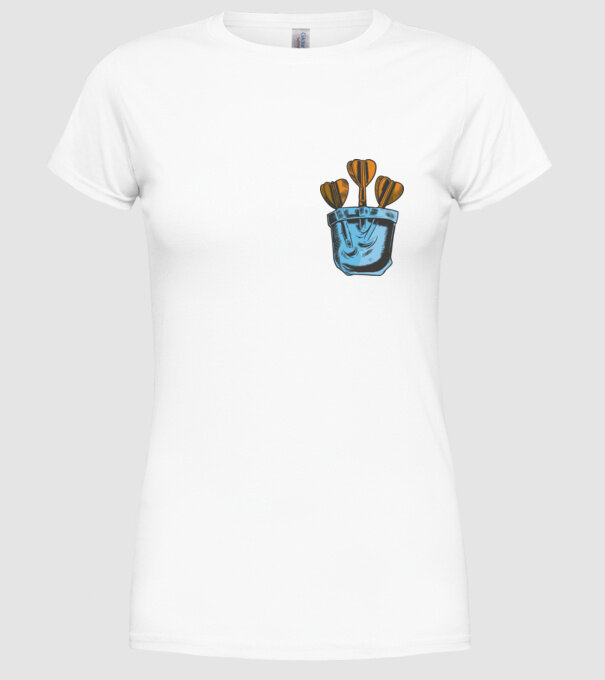 Darts buzunar model alb pe tricou
