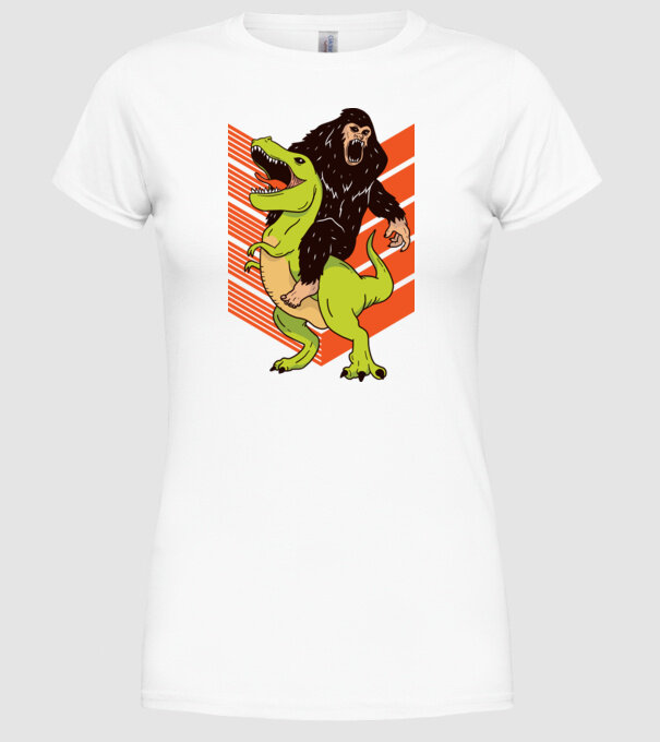 Dinozaur Yeti model alb pe tricou