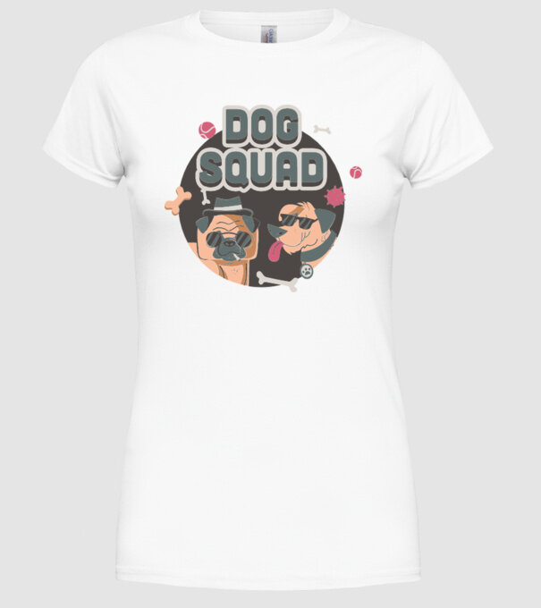 Dog squad model alb pe tricou