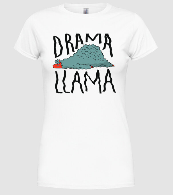 Dramă Lama model alb pe tricou