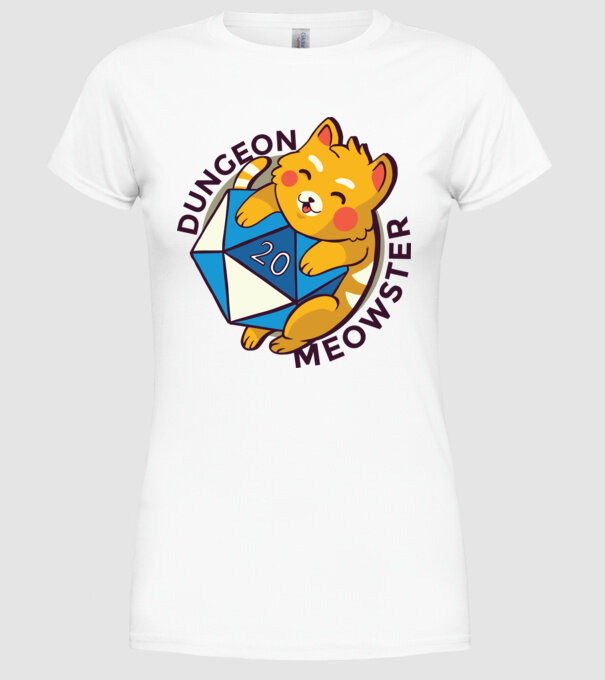 Dungeon Meowster joc de rol RPG tricou cu pisică model alb pe tricou