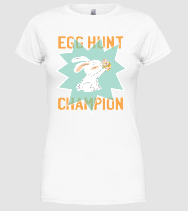 Egg Hunt Champion Campion la vânătoare de ouă model alb pe tricou
