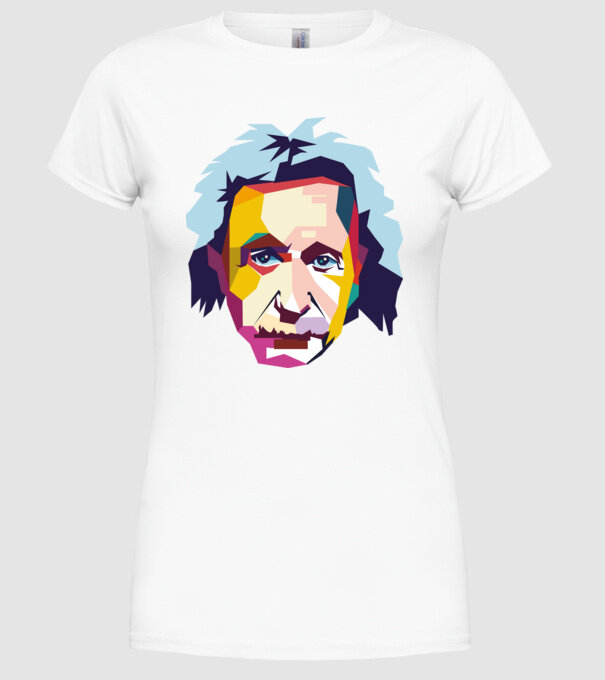 Einstein abstract model alb pe tricou