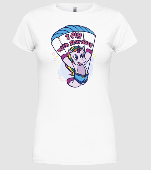 Unicorn parașutist model alb pe tricou