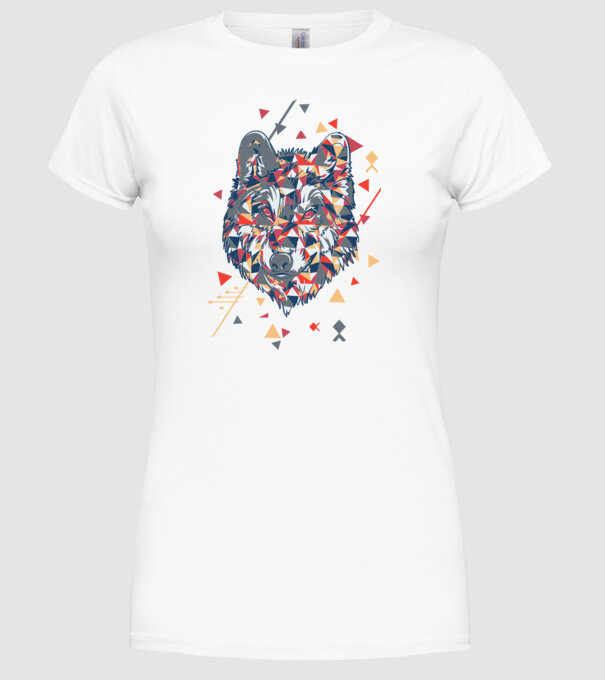 Lup - abstract model alb pe tricou