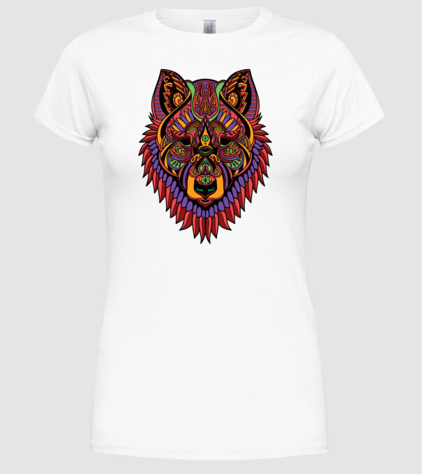 Cap de lup model alb pe tricou