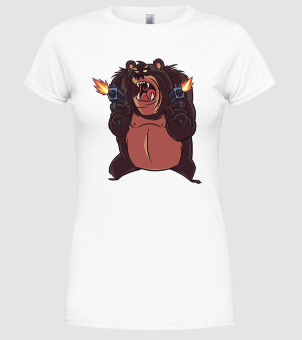 Urs înarmat model alb pe tricou