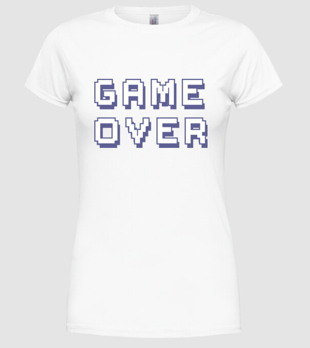Game Over model alb pe tricou