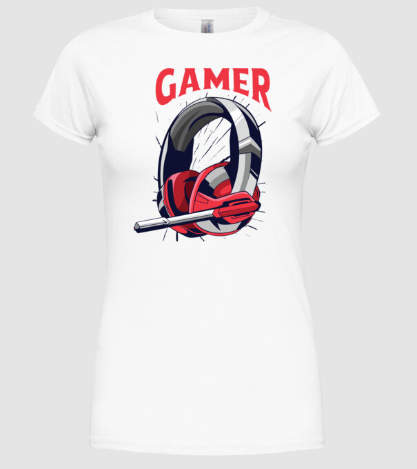 Căști Gamer model alb pe tricou