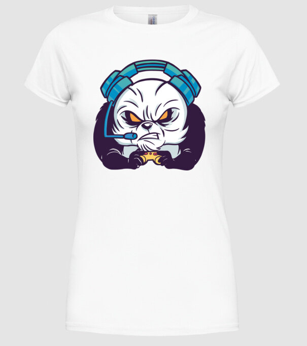 Gamer Panda model alb pe tricou