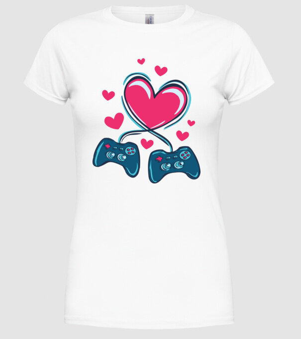 Dragoste Gamer model alb pe tricou