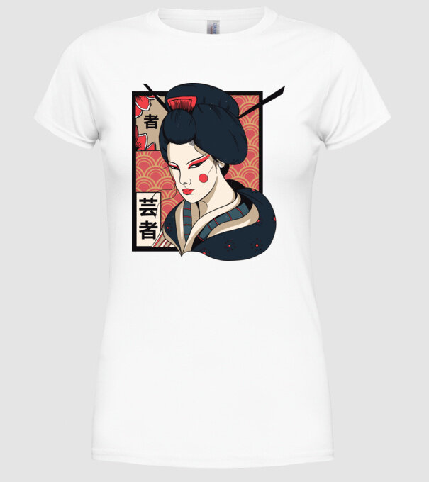 Geisha Japonia model alb pe tricou