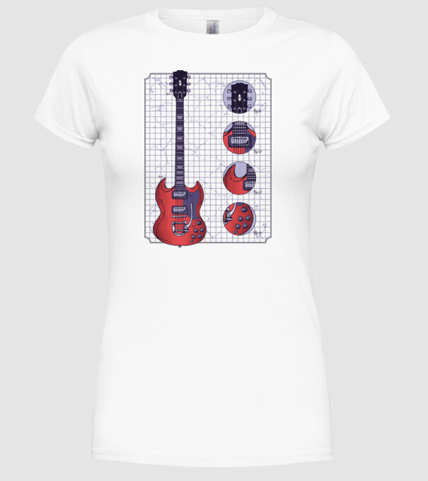 Gibson Chitară desen model alb pe tricou