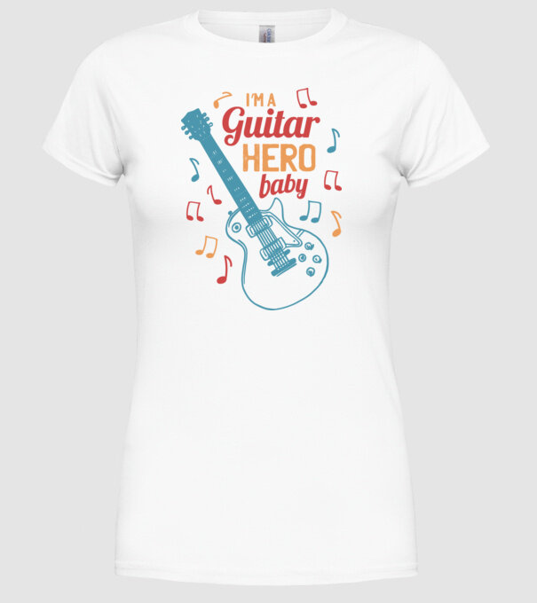 Erou chitarist model alb pe tricou