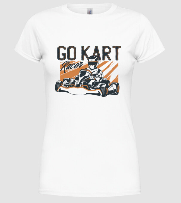 Concurent Go-kart model alb pe tricou