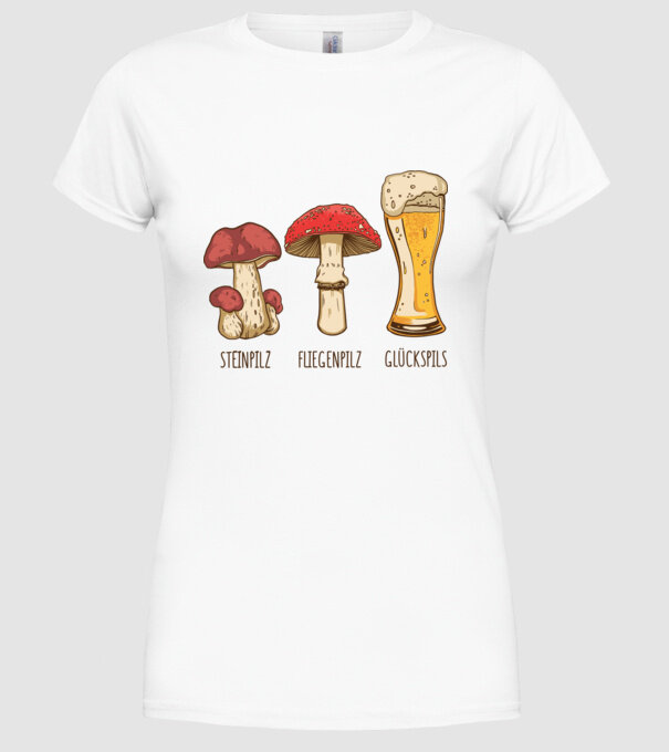 Soiuri de ciuperci model alb pe tricou