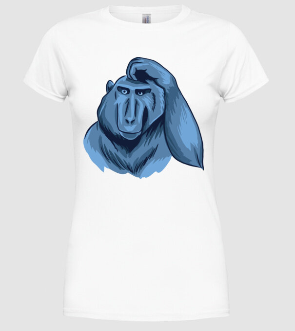 Maimuța gânditoare model alb pe tricou