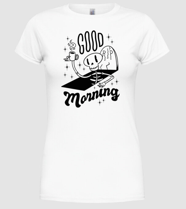 Good Morning Coffee model alb pe tricou