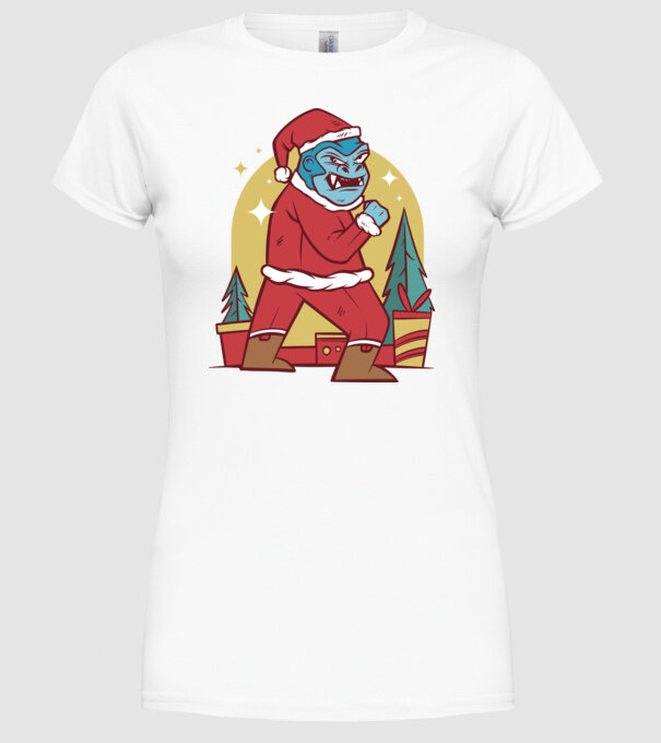 Gorila Santa model alb pe tricou