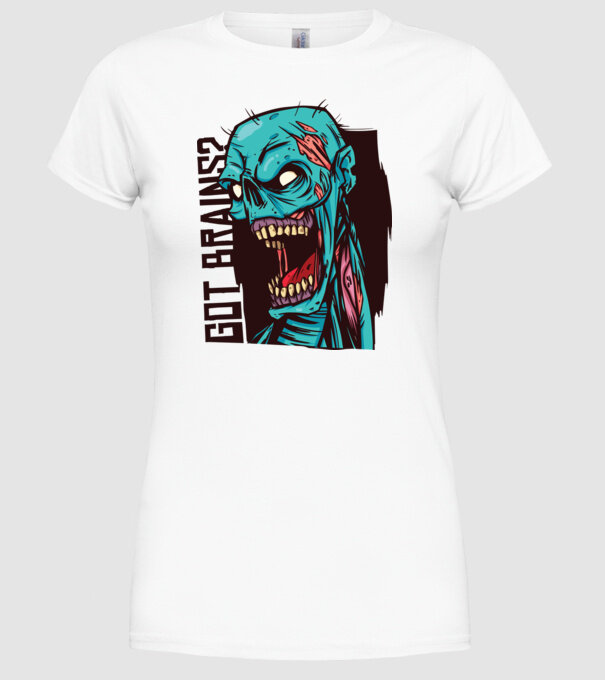 Got Brains? Cap Zombie model alb pe tricou