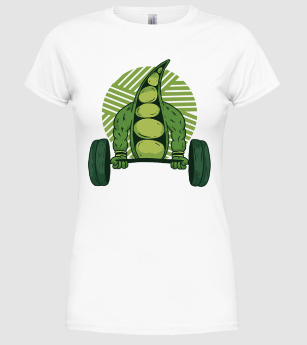 Mazăre musculoasă model alb pe tricou