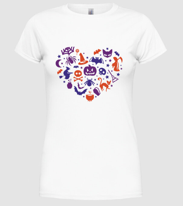 Inimă Halloween model alb pe tricou