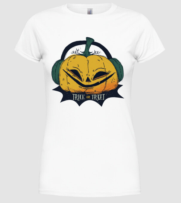 Dovleac Halloween model alb pe tricou