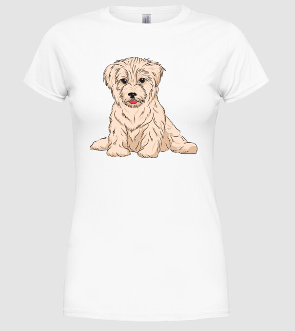 Câine Havanez model alb pe tricou