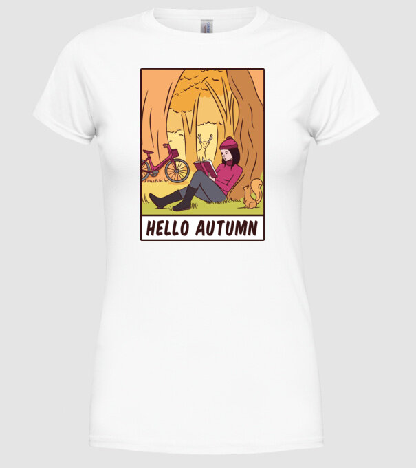 Hello Toamnă model alb pe tricou