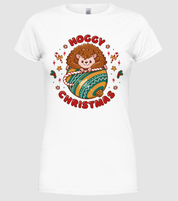 Hoggy Christmas Crăciun cu Arici model alb pe tricou